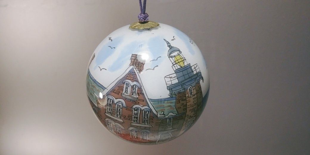 Vintage Block Island 1873 Lighthouse Collector's Christmas Ball Ornament
