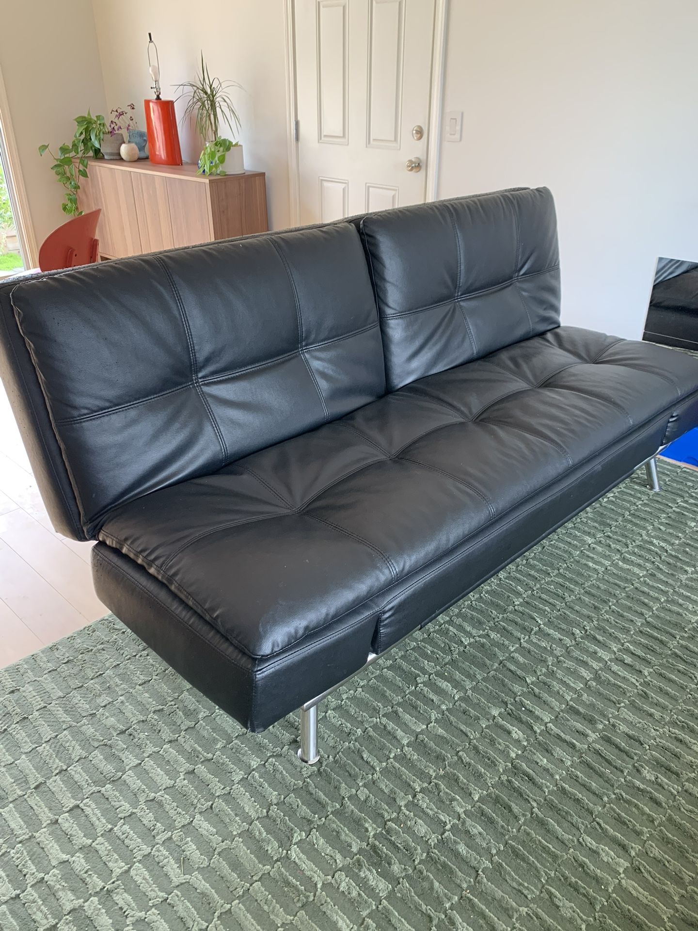 Black Leather Sofa Bed