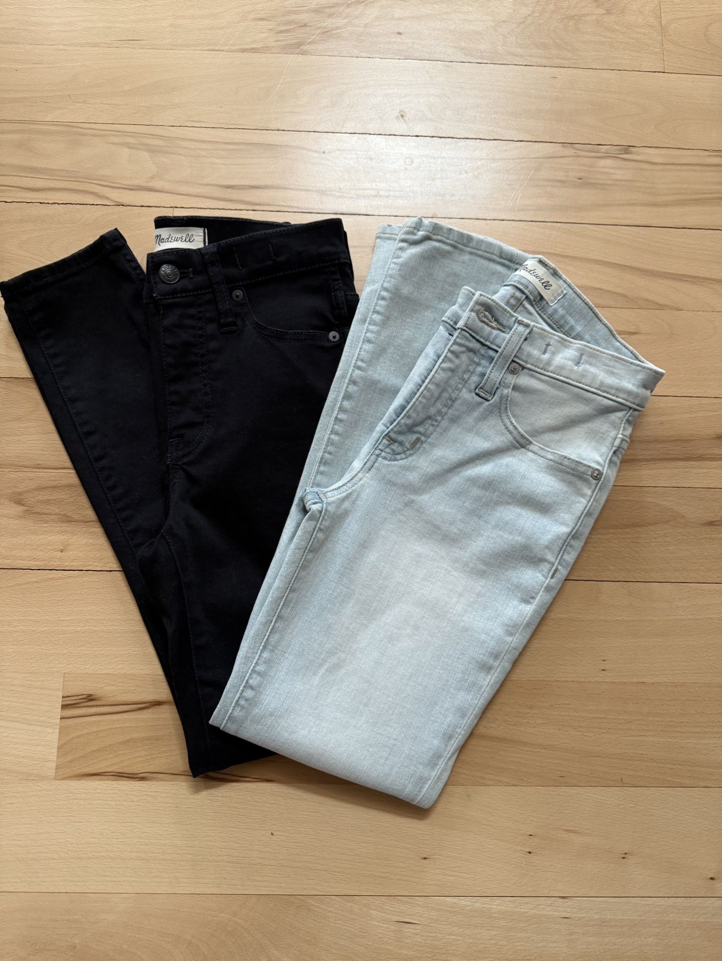 madewell 9" high-rise black/mid-rise blue skinny jeans sz 23 each $10
