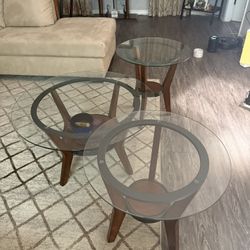 Modern Glass Accent / Side Tables – Set of 3