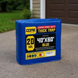 Core 40ft by 60 ft Blue Tarp 20 Mil 