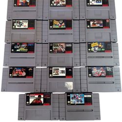 Super Nintendo SNES Lot of 14 Sports Games   Football Basketball Boxing & Racing