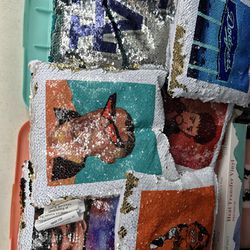Bad Bunny And Dodgers Sequin Pillows