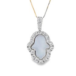 10k Yellow Gold Diamond Humsa Necklace Set 0.30 ctw