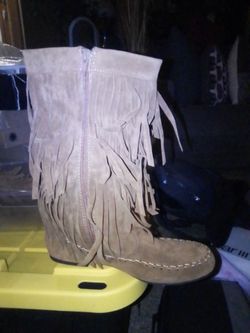 Brown shaggy boots