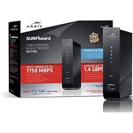 ARRIS Surfboard SBG7580AC 32x8 DOCSIS 3.0 Cable Modem / AC1750 Wi-Fi Router- Black