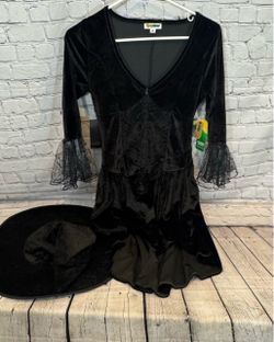 Black Velvet Witch Halloween Costume with Hat