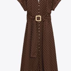 Linen Polka Dot Midi Dress - Zara