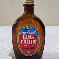 Vintage 1970's Log Cabin Syrup American Indian Special Collectors Flask Amber Bottle *Please Read Entire Post