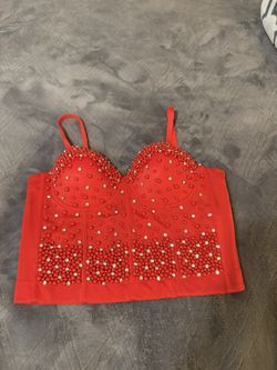 Corset Rojo Con Perlas Size 38