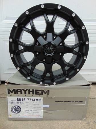 4 New Matte Black 17X7.5 Mayhem Warrior Rims *5X108* *5X114.3* *40MM*