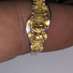 5 Stone Citrine 925 Ring Yellow