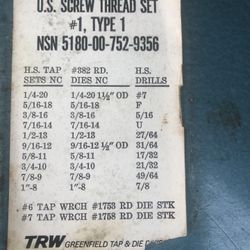 TRW  TAP AND DIE SET 