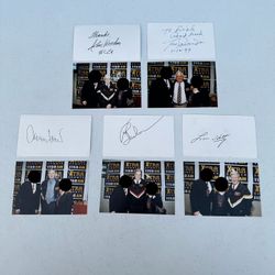 Autographed 3x5 Index Cards With Photos, Phil Jackson, Jerry West, Tommy Lasorda, Lou Holtz, John Wooden