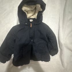 H&M Navy Blue Sherpa Lined Baby Hooded Jacket 9-12 Months