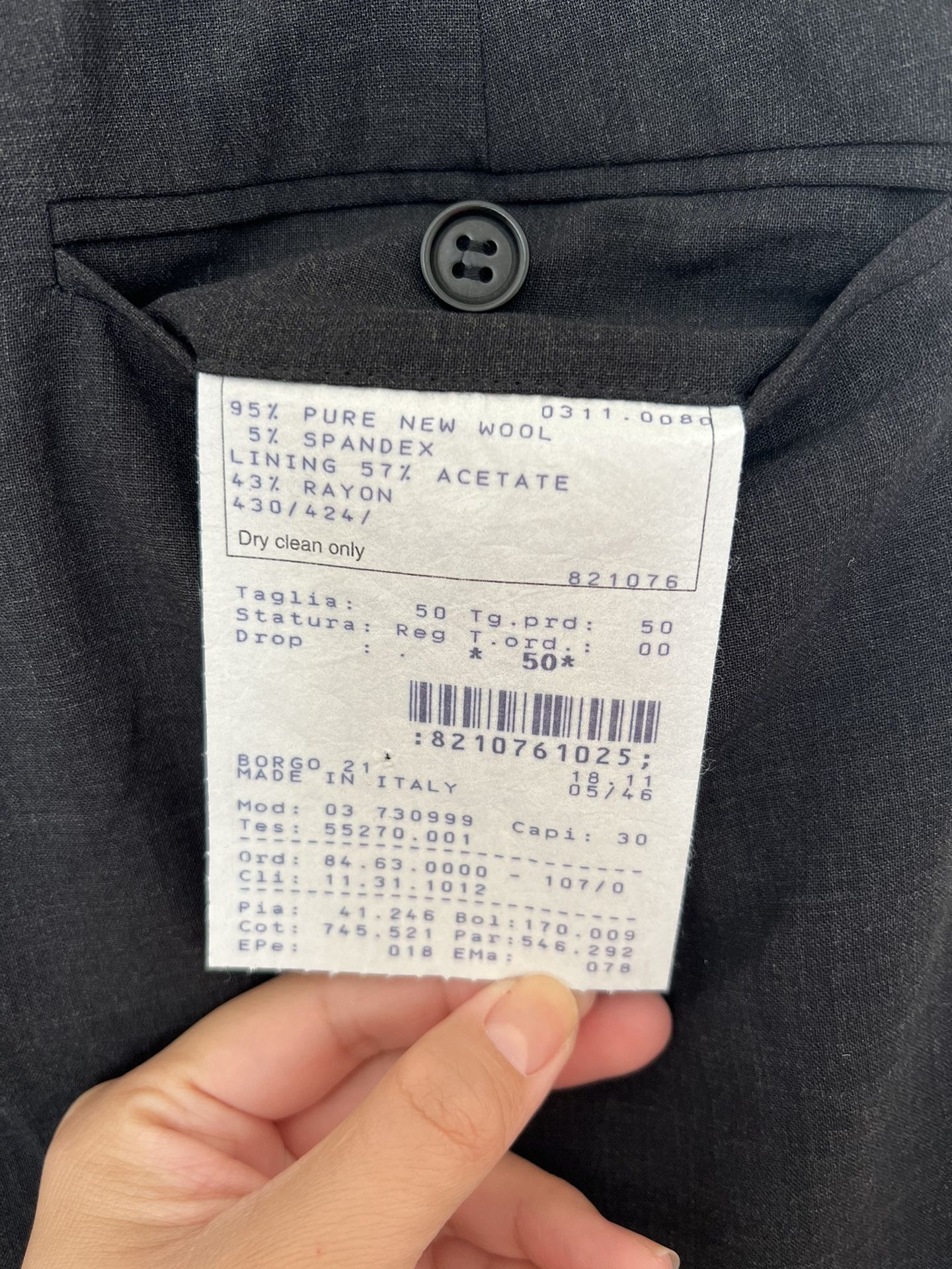 Giorgio Armani Grey Wool Men’s Trousers Italy Size 50 US Size 34 Large