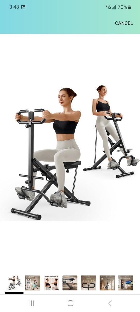 Squat Machine for Home, Foldable Exercise Equipment, Squat Rowing Machine with 3 High-Strength Resistance Band