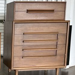 Vintage Mcm Solid Wood Dresser