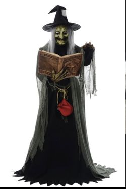 Spell Speaking Witch Halloween Lawn Display Prop Scary Animated Decor Giant