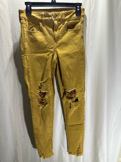 American Eagle Outfitters Distressed Yellow Cropped Jegging Womens 4
