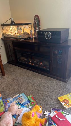 Real Wood Electric Fireplace And TV Stand