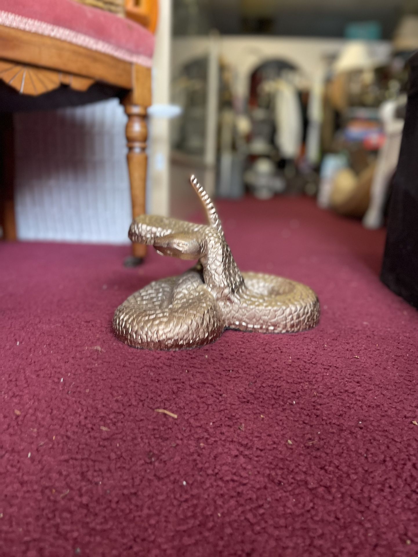 Coiled Gold Rattlesnake Statue