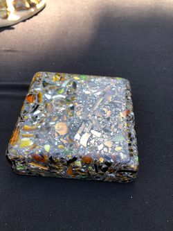 Handmade Resin and Glass Mosaic Coaster