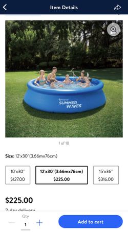 Summer Waves Quick-Set Pool - 12x30 *New*
