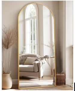 Full Length Mirror 58x21 Gold Arched Floor Standing or Wall Mounted Mirror