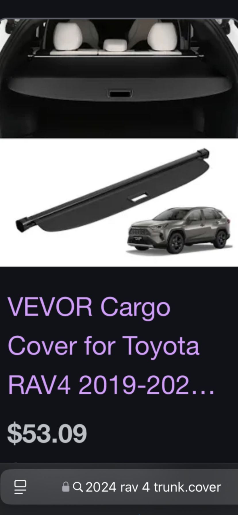 Toyota RAV4 Trunk Cover