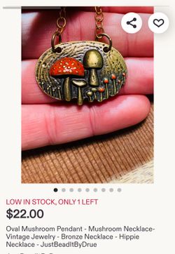 vintage hippie mushroom necklace