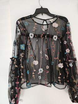 Sheer Blouse With Flowers