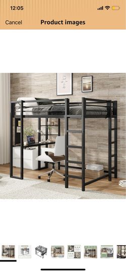 Full-Size Loft Bed with Desk – Black – $100 (Originally $200 on Amazon)