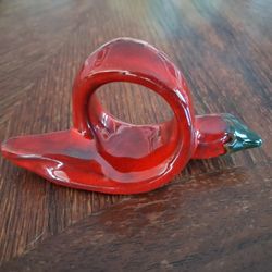 Vintage ceramic red chili pepper napkin ring