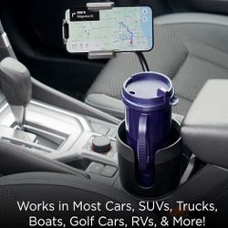 CupCargo Cup Holder Expander and Phone Mount with Adjustable Base and Flexible Neck