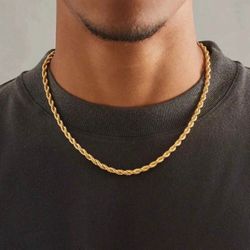 Solid 18K Yellow Gold Filled Tarnish-Free 16-32" 4mm Italian Rope Chain Necklace