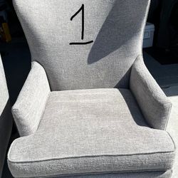 2 Grey Wingback Chairs