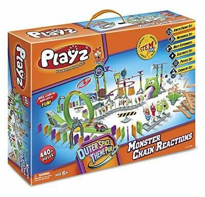 Playz Skylab Adventure Monster Chain Reactions Marble Run Science Kit STEM Toy with Race Tracks for Boys & Girls, Kids Roller Coaster Toy Experiments,