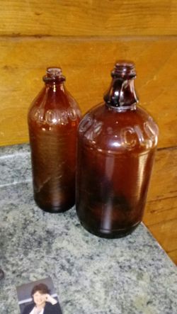 Antique amber glass "clorox" bottles