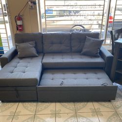 Grey Sectional With Pull Out Bed And Storage ¡¡new In Stock!!