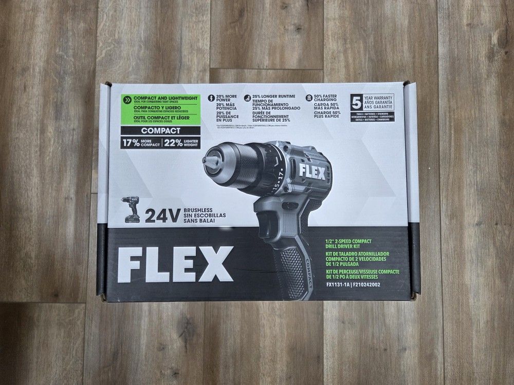 NEW Flex 24V Brushless Drill Driver Kit With Bag