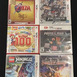 Nintendo 3DS Game Cartridge Lot of 6(Mario Party Zelda Minecraft Fire Emblem LEGO Ninjago Samurai Warriors)