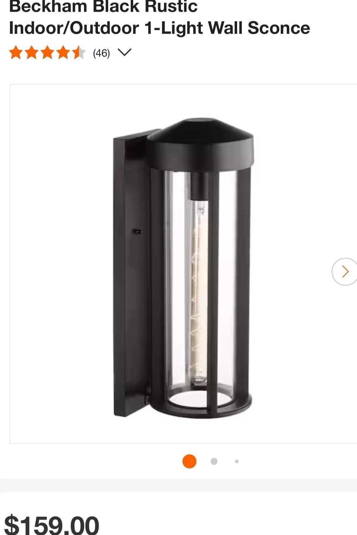 Beckham Black Rustic Indoor/Outdoor 1-Light Wall Sconce