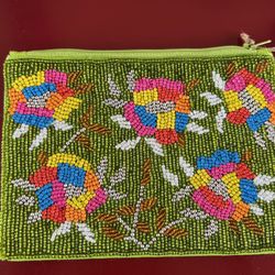 Beaded Zippered Pouch New
