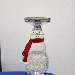 Rare Bath And Body Works Snowman Snowglobe Candle Holder