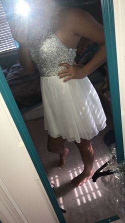 White and silver homecoming dress