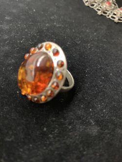 Polish Amber Silver Ring size 7 Best Quality Antique