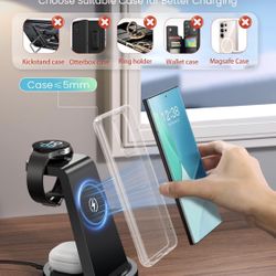 Cargador inalámbrico para Samsung: estación de carga inalámbrica 3 en 1.