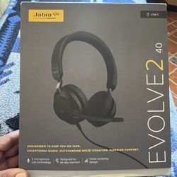 New Jabra Evolve2 40 UC Wired Headphones, USB-C, Stereo, Black – Telework Headset for Calls and Music, Enhanced All-Day Comfort, Passive Noise Cancell