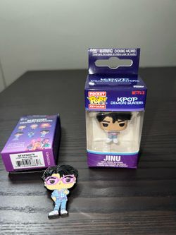 Jinu Funko Pocket Pop Keychain & Loungefly Pin K-Pop Demon Hunters Movies Saja